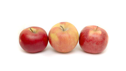 Ripe apples on a white background.