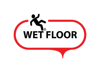 wet floor sign on white background	