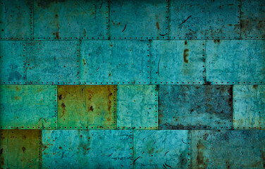Kupferplatten mit Patina
