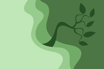Abstract tree with green waves. Abstract plant.