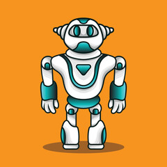 elegant stylish advanced blue and white humanoid robot mecha cyborg knight warrior icon logo mascot design