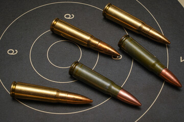Ammo from ak 47 caliber 7.62x39mm. - obrazy, fototapety, plakaty