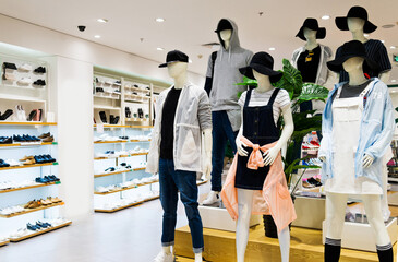 Women clothing in a store showcase
