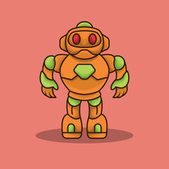 advanced humanoid robot mecha cyborg knight oreange icon logo mascot design