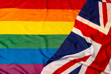 Waving flag of United Kingdon and LGBT