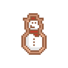Fototapeta premium Pixel art gingerbread cookie snowman design