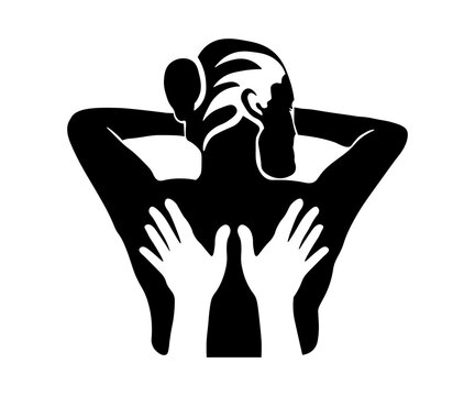 recommend clip art: black and white logo of massage salon, spa salon, back massage