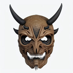 Obraz premium Demon mask. Digital illustration. Generative AI. Isolated on white.