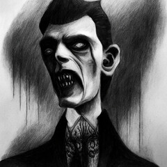 Portrait of a vampire. Digital illustration. 