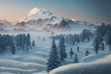 Fototapeta premium snow covered mountains on winter