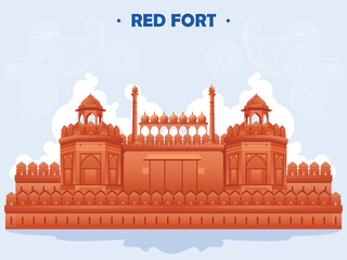 Illustration of Famous Indian monument Red Fort