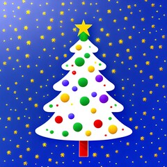 Cartoon background of Christmas tree and Christmas gift, illustration.Generative AI