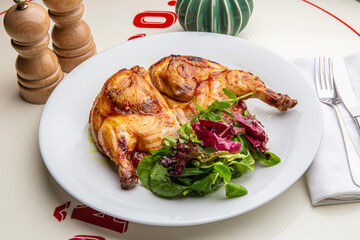 chicken tabaka with lettuce