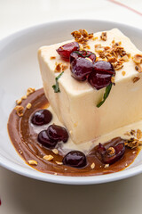 Cheesecake with cherries and chocolate