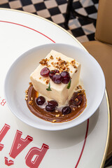 Cheesecake with cherries and chocolate