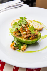 Tartar with salmon in avocado