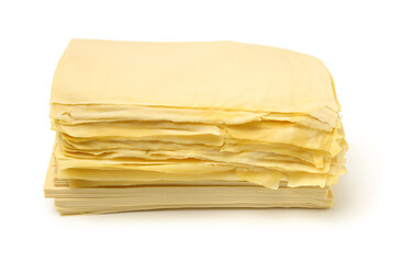Bean curd skin on white background. 