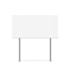 Obraz premium Blank white billboard mockup isolated on white background. Vector outdoor copy space advertising banner template