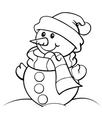 Funny Snowman on white and scarf and hat
