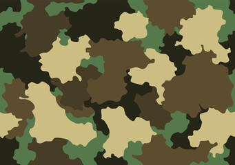 Fototapeta premium Camouflage texture seamless pattern. Abstract modern camo background for fabric and fashion textile print. Woodland style. Texture of classic clothing in masking style