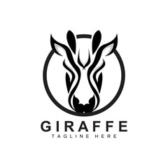 Giraffe Logo Design, Giraffe Head Vector Silhouette, High Neck Animal, Zoo, Tattoo Illustration, Product Brand