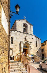 XII century Romanesque Cathedral of Our Lady of Le Puy known as Church of Notre Dame du Puy in old town quarter of perfumery city of Grasse in France