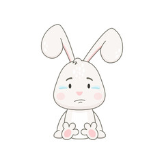 Cute rabbit character isolated on white. Easter bunny vector illustration.