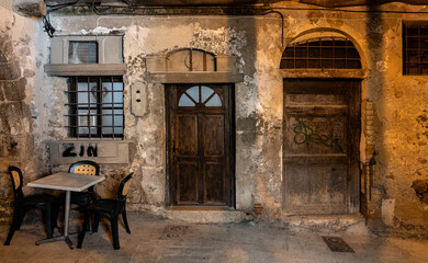 Historic XIII century Rue Obscure Dark Covered Street underground passageway under harbor front houses in old town quarter of Villefranche-sur-Mer in France