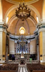 Poster Main nave and presbytery of St. Michael church in old town quarter at Azure Cost of Mediterranean Sea in Villefranche-sur-Mer resort town in France © Art Media Factory