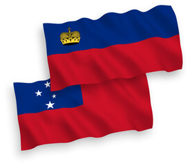 Fototapeta na wymiar Flags of Independent State of Samoa and Liechtenstein on a white background