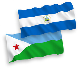 Flags of Nicaragua and Republic of Djibouti on a white background