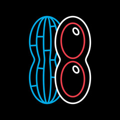 Peanut isolated design vector icon. Vegetable sign