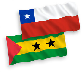 Obraz premium Flags of Saint Thomas and Prince and Chile on a white background