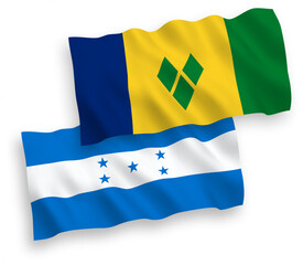 Flags of Saint Vincent and the Grenadines and Honduras on a white background