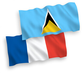 Flags of France and Saint Lucia on a white background