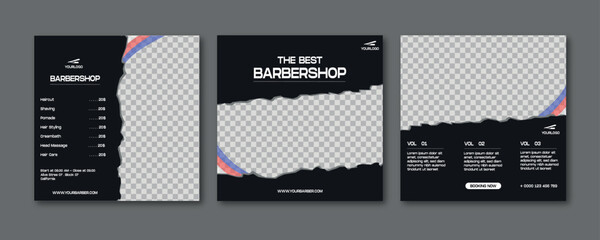 Barbershop social media post premium vector 