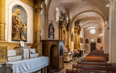 Aisle of Our Lady of Immaculate Conception Cathedral church in historic old town of Antibes resort...