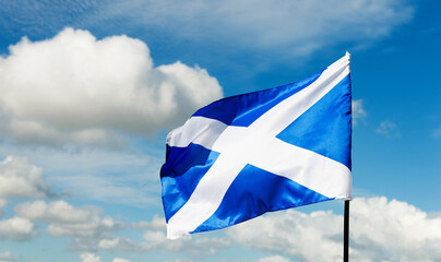 Scottish flag flying on windy
