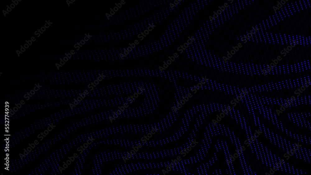 Poster Textured wave of particles. Visualization of technological connections. Molecular connection of particles in space. A wave of atoms. 3d rendering.