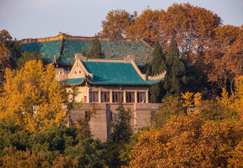 Autumn scenery, with the student union building. Taken in WHU, Wuhan, Hubei, China.