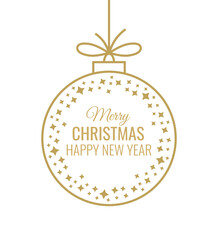 Outline Christmas ball. Christmas greeting card. Vector illustration.