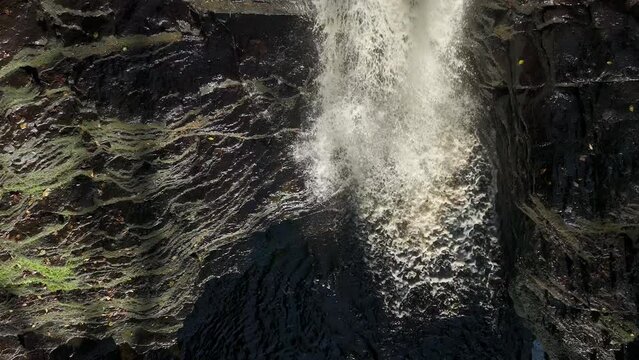 Aerial drone shot of a watefall in slow motion