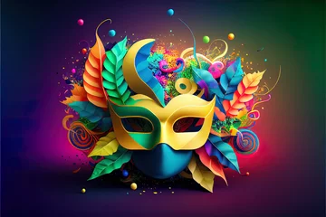Gardinen festive carnival mask with rich decoration, attributes of the Brazilian carnival © Ivan Traimak