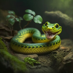 friendly little green snake - generative AI