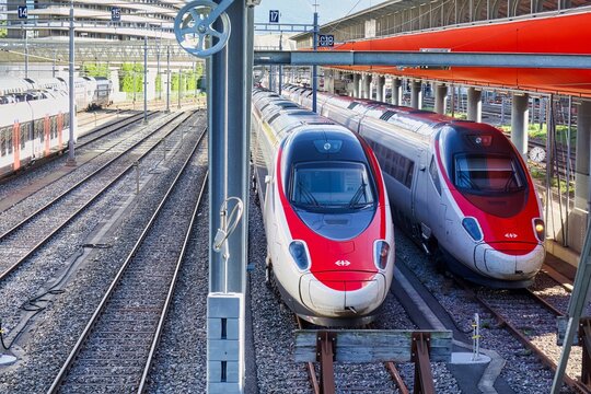 modern swiss cff sbb ffs trains - geneva, switzerland - 08 September 2022