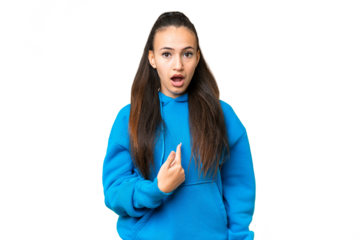 Young Arabian woman over isolated chroma key background pointing to oneself