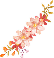 Fototapeta premium Pink Orange Flower Arrangement with watercolor style