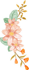 Obraz premium Pink Orange Flower Arrangement with watercolor style