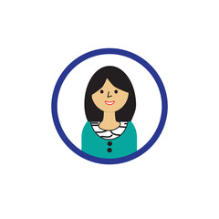 Avatar of a young smiling woman, illustration of human characters.