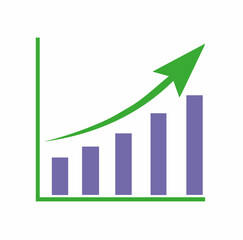 bar chart, up arrow, symbol of success, business development concept, sales growth